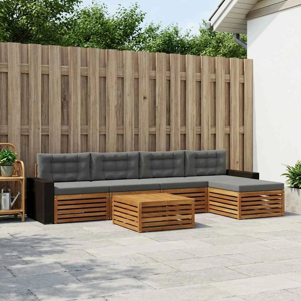 Set di divani da esterno 6 pz Naturale e Antracite Poliestere 3383275