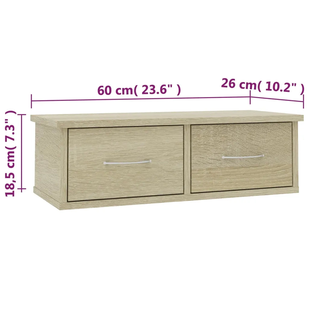 Scaffale Cassetti Parete Rovere Sonoma 60x26x18,5cm Multistrato 800588