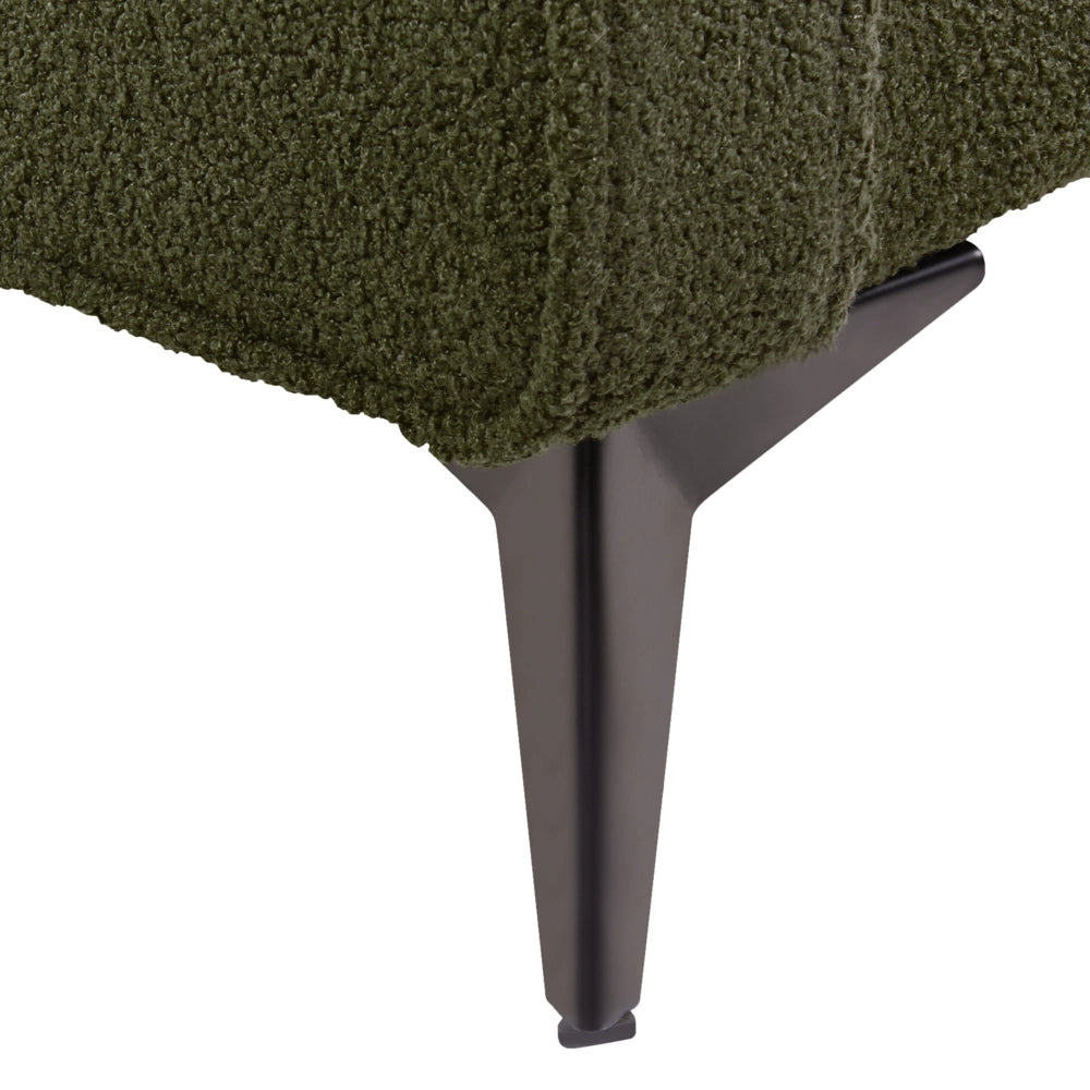 Letto matrimoniale imbottito in bouclé verde gambe in metallo nero 180x200 cm testiera stile classico minimalista