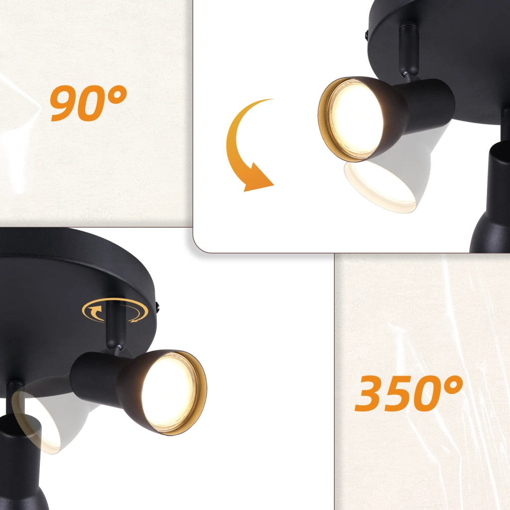 ZMH Faretto da soffitto neri 3 luci GU10 metallo design moderno girevoli senza lampadina