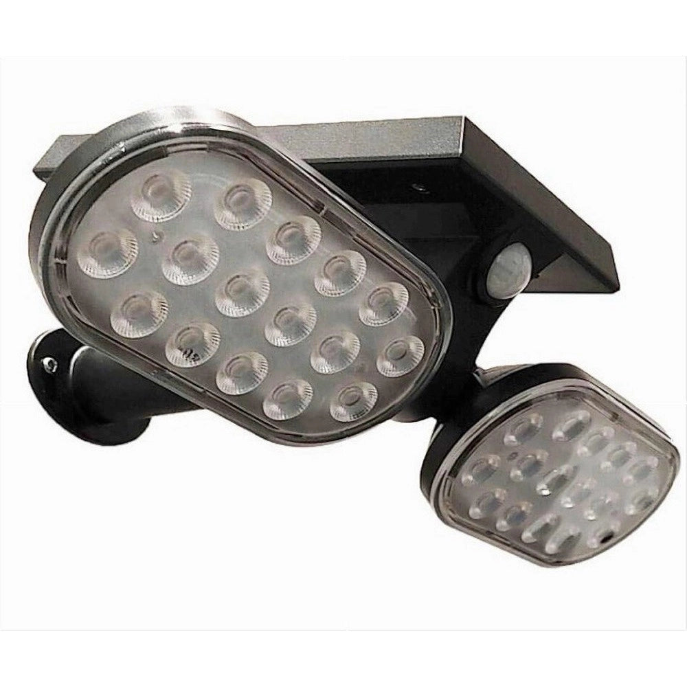 Trade Shop - Faretto Doppio A Led Snodabile Ricaricabile Pannello Solare Picchetto Yh0518-pir -