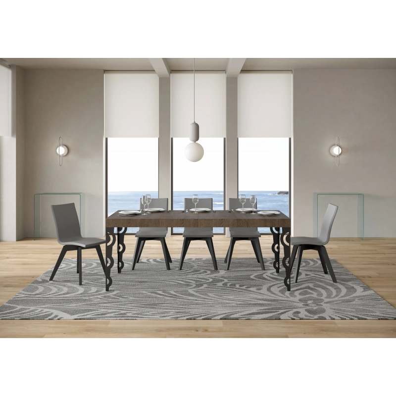 Tavolo allungabile 90x130/234 cm Karamay Premium telaio Antracite - Noce