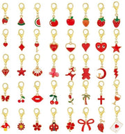 Accessori per gioielli 40 pezzi - Clip per appesi - Leggera decorazione - Rosso/Dorato - Crea gioielli - Dimensioni 25-37 mm - Accessori per gioielli