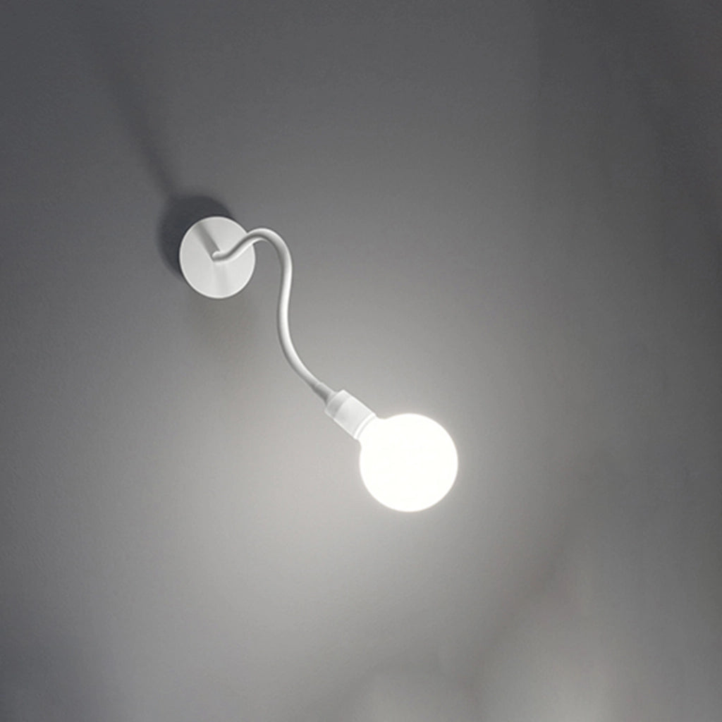 Applique Industrial-Minimal-Nordico Bulbo Metallo Bianco 1 Luce E27