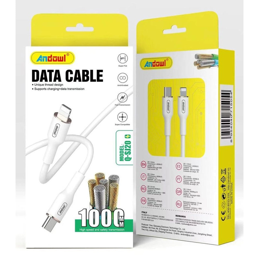 Trade Shop - Cavo Ricarica Trasmissione Dati Anti-groviglio Da Type-c A Lightning 3a 1 Mt Q-sj20 -