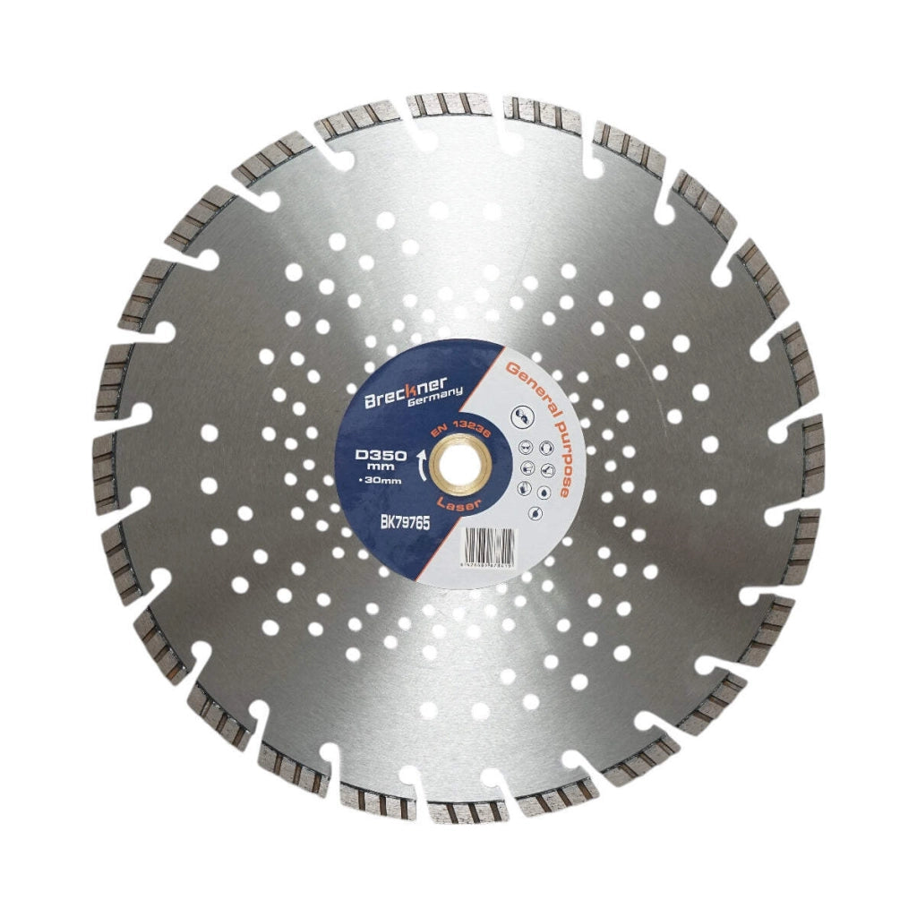Disco diamantato turbo segmentato 350x30mm, segmento 10mm per cemento armato, pavimentazioni, archi, pietra dura Breckner Germany