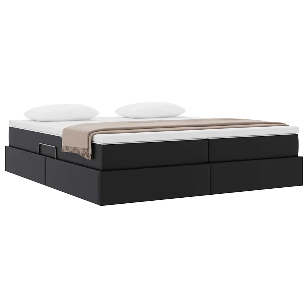 Letto con contenitore e materasso Nero 200 x 200 cm