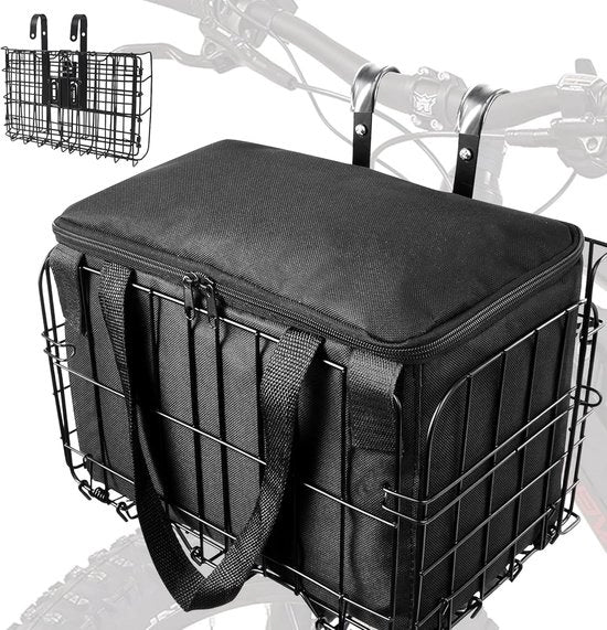 Portaoggetto metallico pieghevole per bicicletta elettrica - Sella posteriore con chiusura rapida - Tasca interna rimovibile - Adatto per biciclette elettriche - Nero