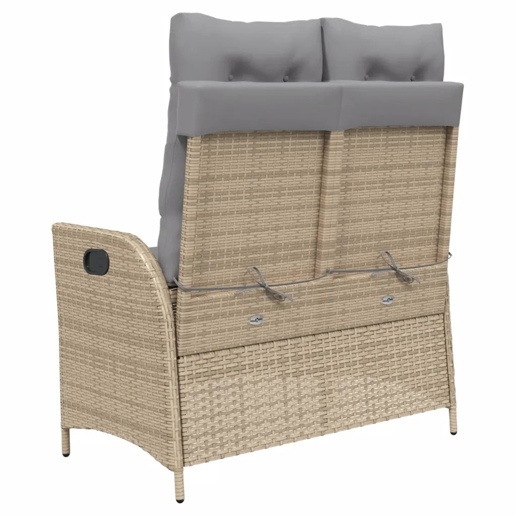 Panca Reclinabile da Giardino con Cuscini-Sgabello-Sedia da esterno Beige in Polyrattan 525044