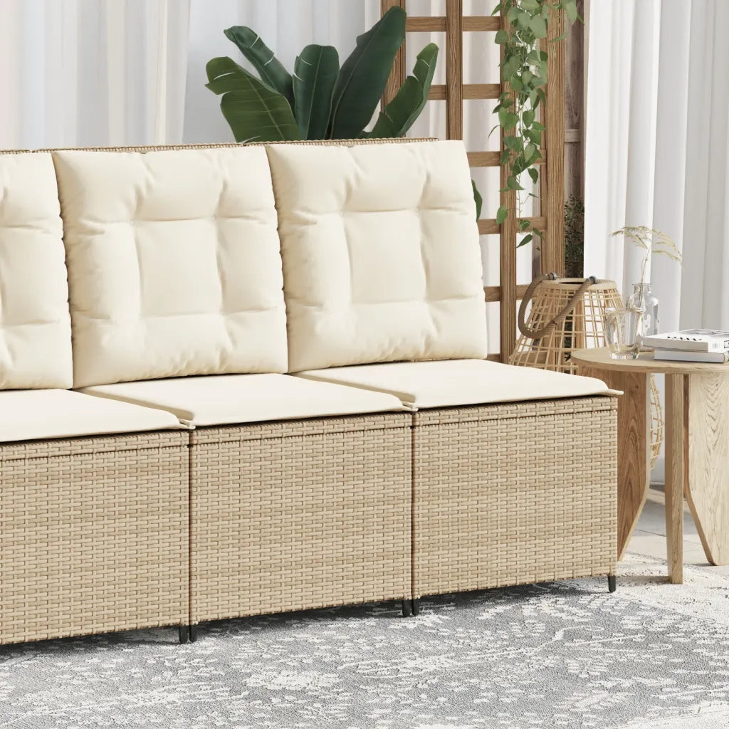 Divano Reclinabile da Giardino con Cuscini-Sofa da Giardino-Divano da esterno Beige in Polyrattan 527655