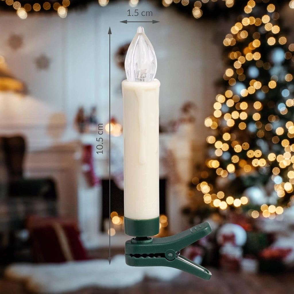 Deuba® Set 30 Candele a LED Albero di Natale Luce Bianca Batteria Wireless con Timer e Telecomando Lucine Natalizie