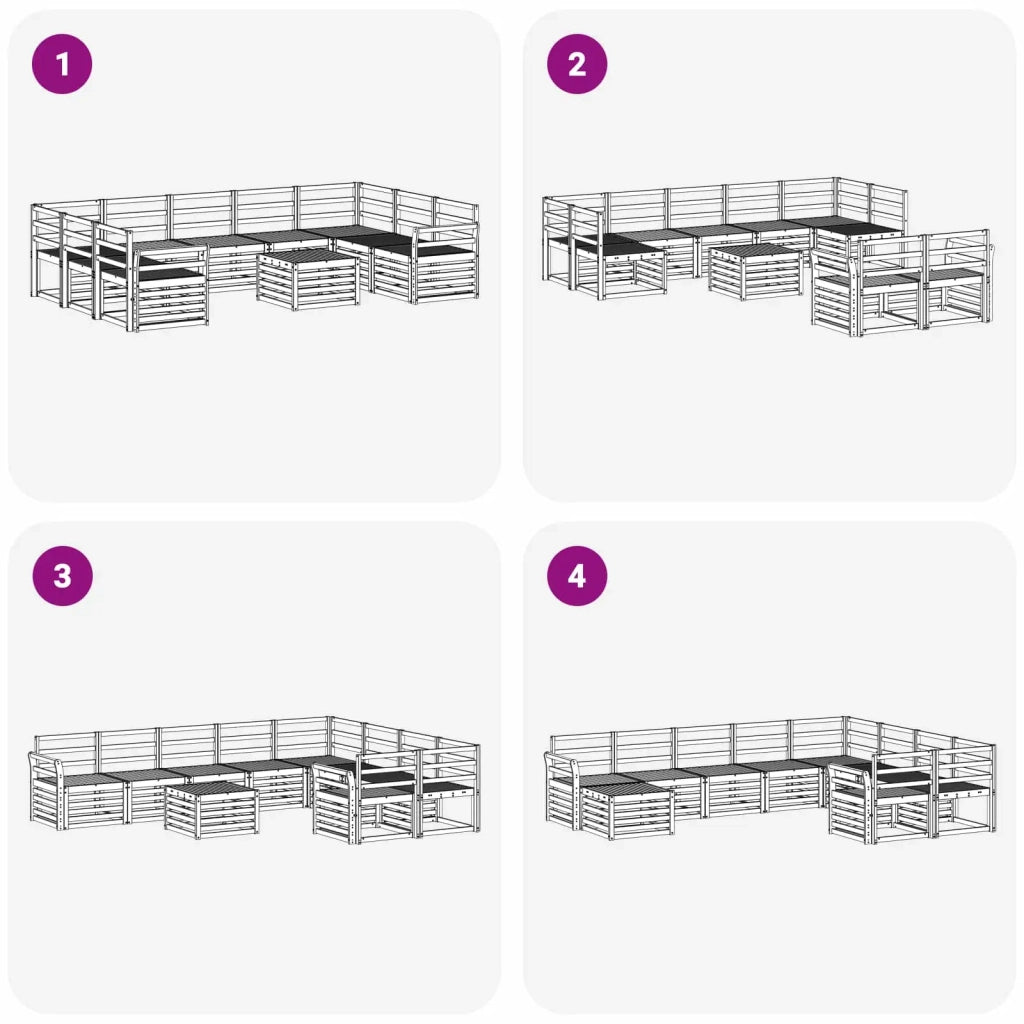Set di divani da esterno 10 pcs Bianco 59 x 59 x 37 cm 3392544