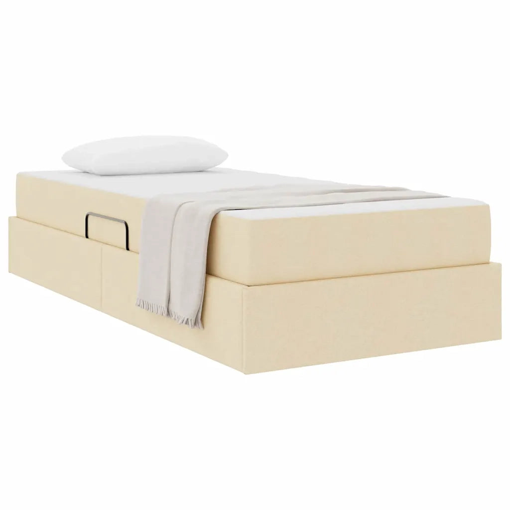 Letto con contenitore e materasso Crema 100 x 200 cm Poliestere