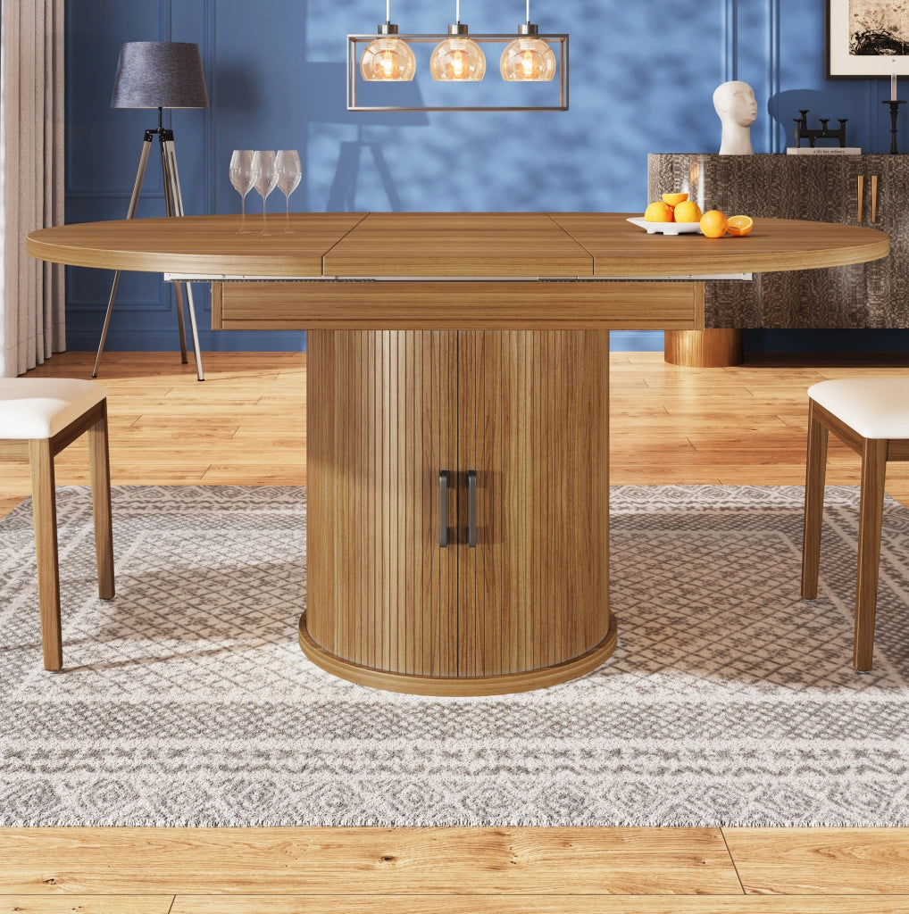 Tavolo da pranzo allungabile 118(158)x118x76.8 cm con vano contenitore; MDF; finitura noce