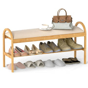 Panca portascarpe 101 x 31 x 51 cm con contenitore nascosto seduta ergonomica stile contemporaneo bambù beige 20_0018333