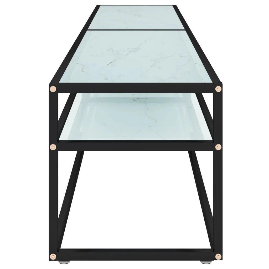 Mobile Porta TV Marmo Bianco 200x40x40,5 cm in Vetro Temperato 331728