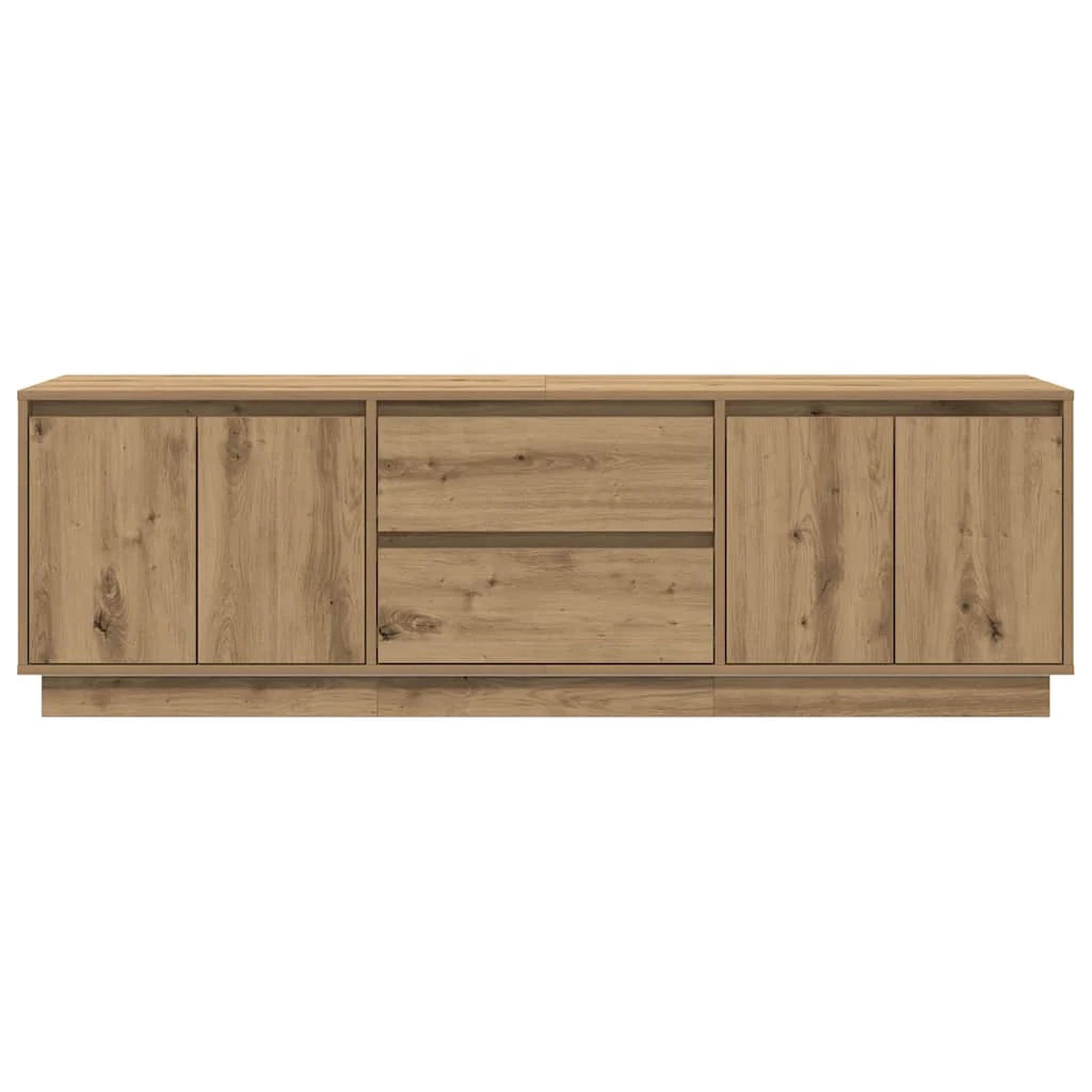 Mobile porta TV dal design elegante con illuminazione a LED e spazio di archiviazione 160,5 x 41 x 50 cm realizzato in legno di rovere ingegnerizzato finitura artigianale 02_0055837