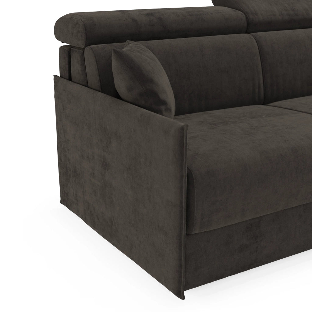 Miryam Divano letto con poggiatesta reclinabili e comfort maxi - design compatto in morbido tessuto smacchiabile T31 169 cm nero fumo