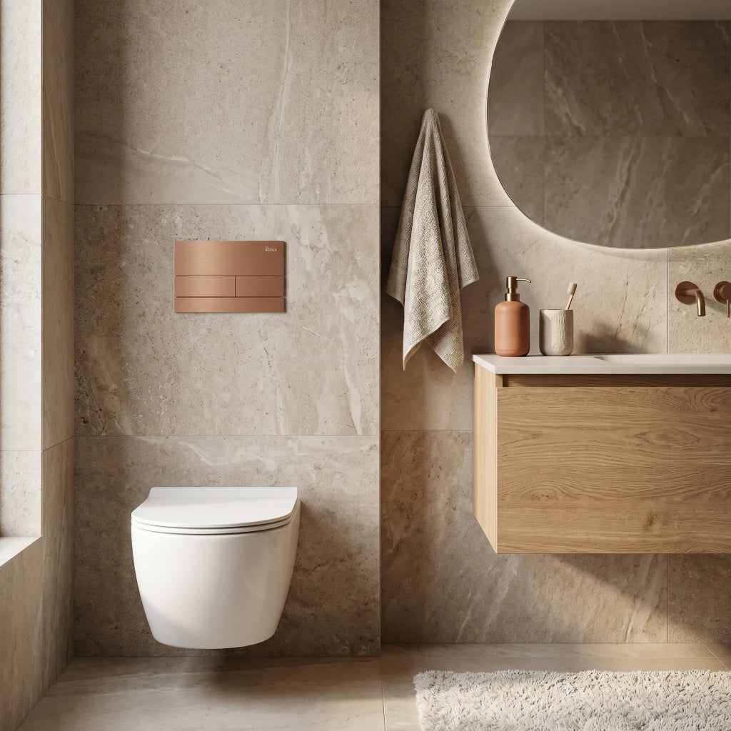 Set Telaio Da Incasso Per Wc Slim 024n Con Pulsante T Brush Copper