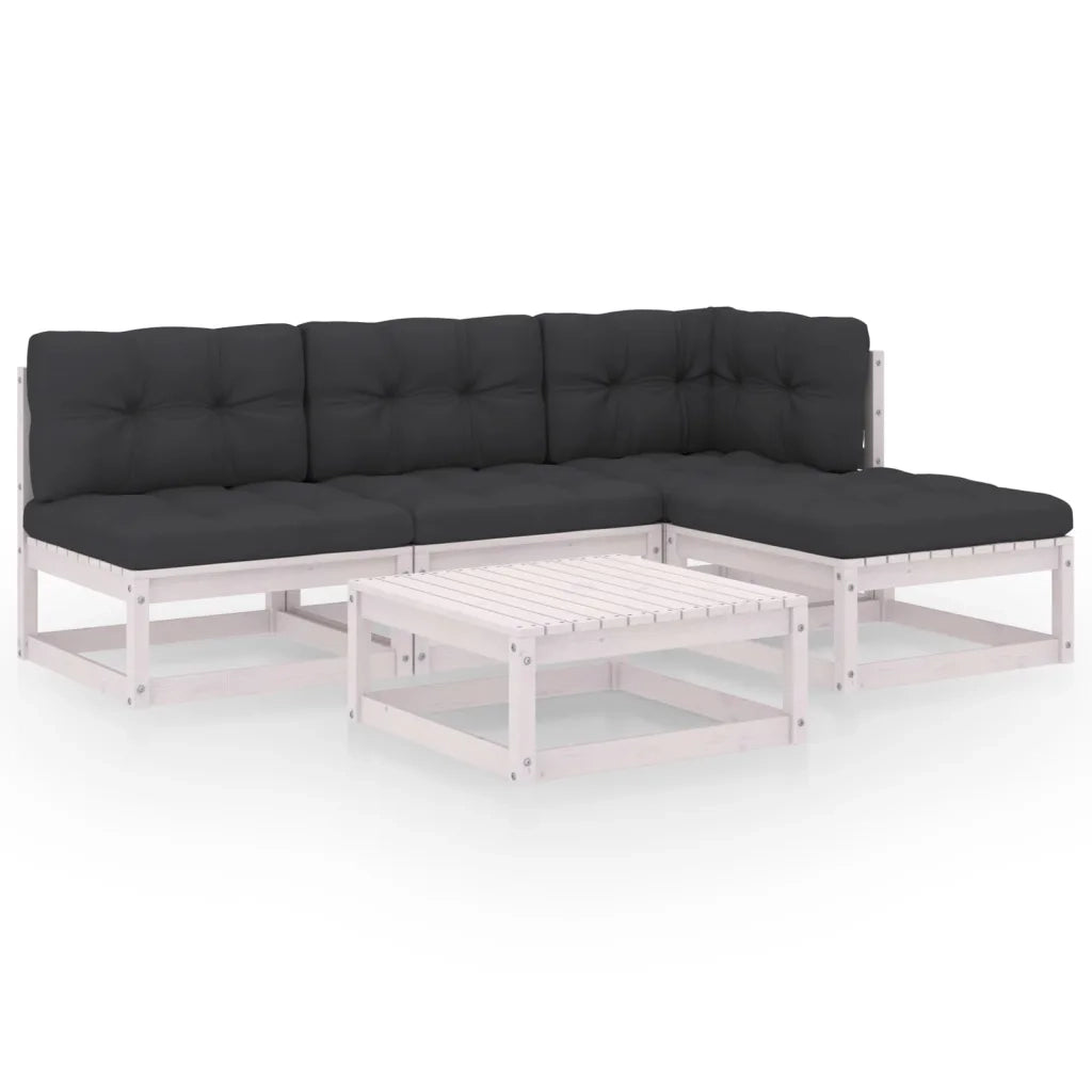 Set Divani da Giardino 5 pz con Cuscini Legno Massello Pino 3076540