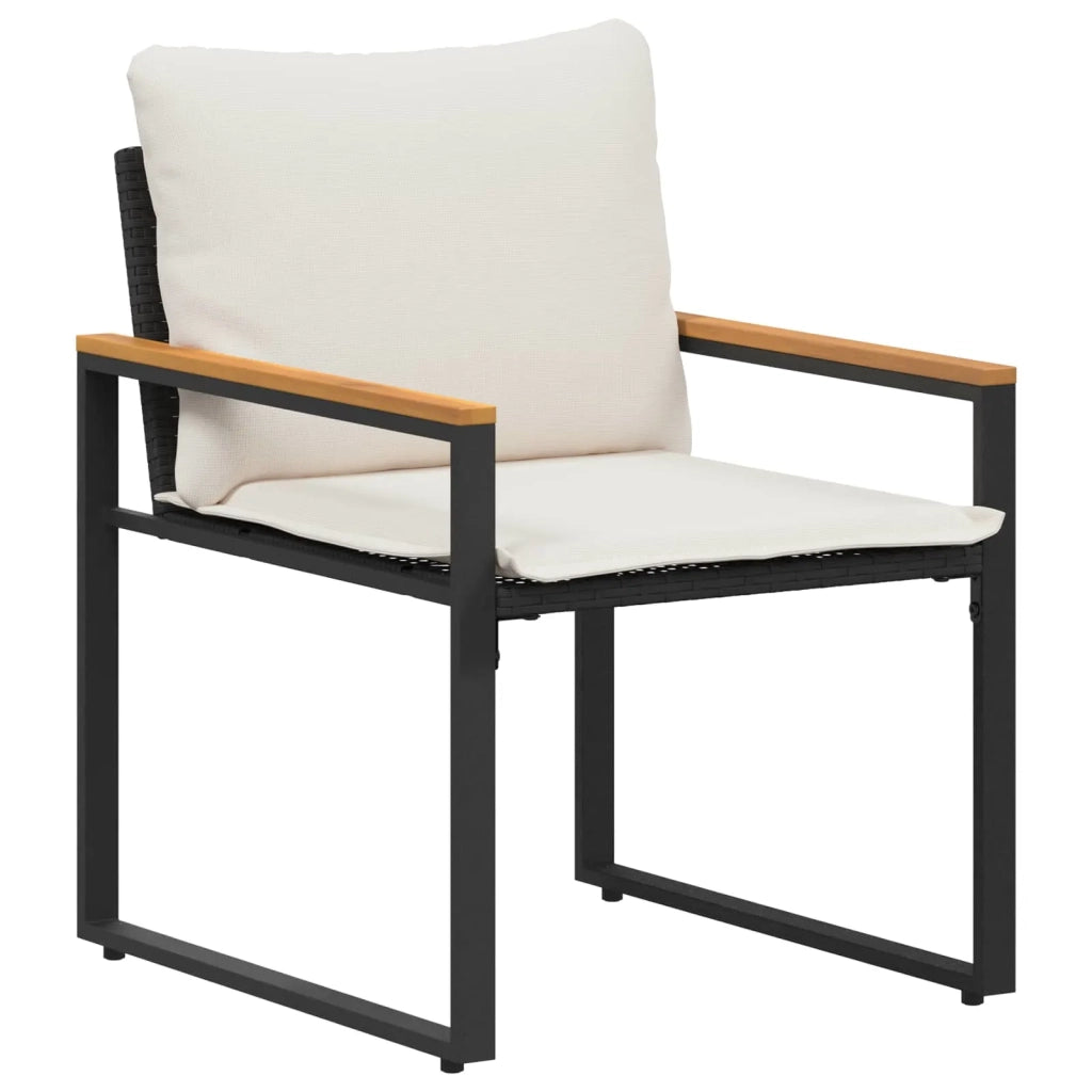Set di Mobili con cuscino 3 pcs Nero e Bianco Crema Rattan