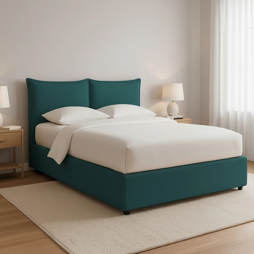 Malton, Letto Piazza e Mezza Sfoderabile Made in Italy, Verde Petrolio