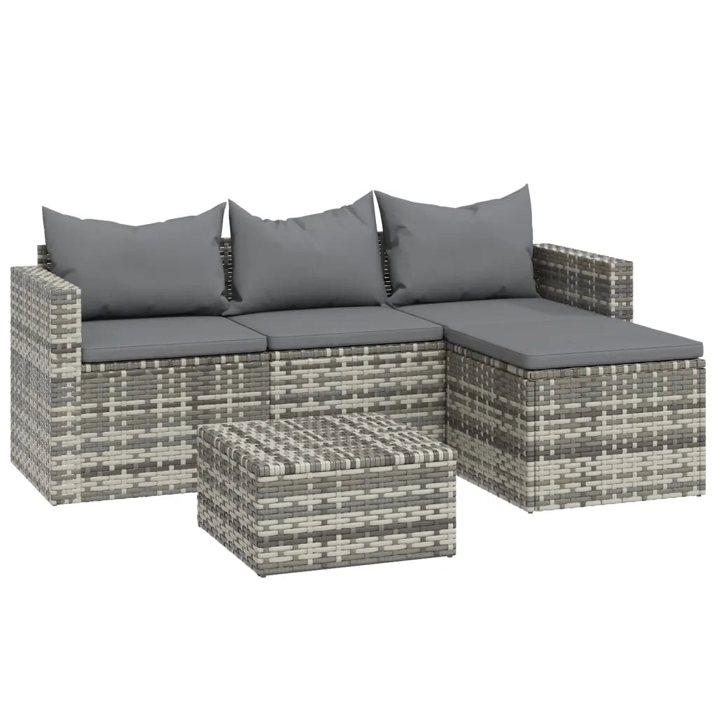 Set Divani da Giardino 3 pz | Set Salotto da Giardino con Cuscini in Polyrattan Grigio