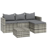Set Divani da Giardino 3 pz | Set Salotto da Giardino con Cuscini in Polyrattan Grigio