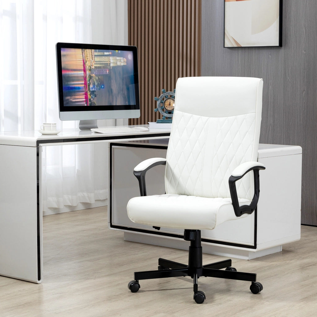 Sedia da Ufficio con Schienale Alto Altezza Regolabile e Inclinazione ¨C Minimal ¨C 65x65x102-112,5 cm Bianco