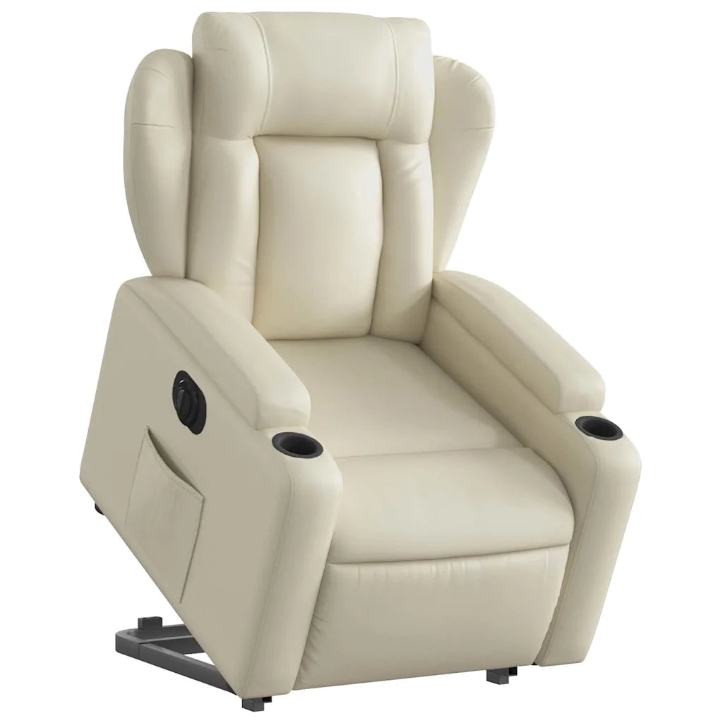 Poltrona Alzapersona Reclinabile Crema in Similpelle 3204559