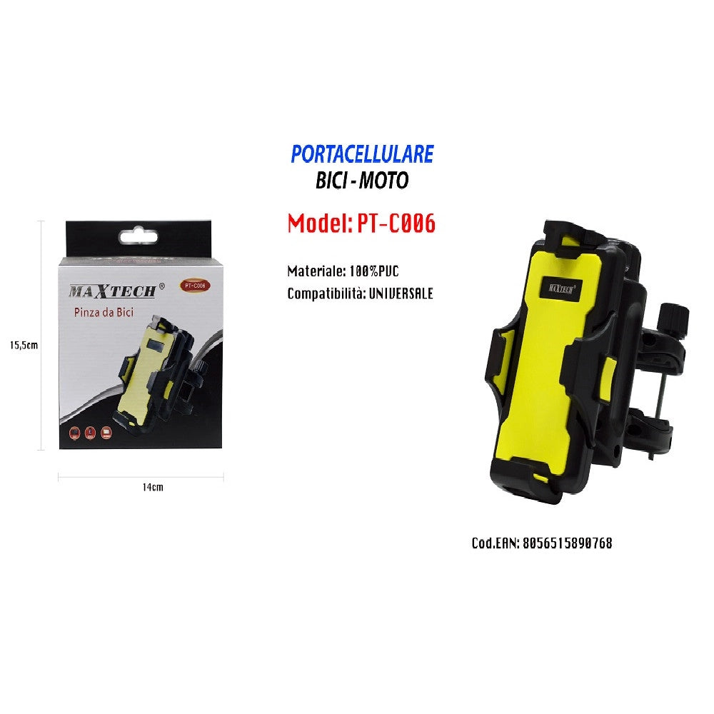 Trade Shop - Porta Cellulare Universale Da Auto Bici Moto Biciclette 100% Pvc Maxtech Pt-c006 -