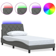 Letto singolo | Letto per adulti | Giroletto con LED senza Materasso Grigio Scuro 100x200 cm