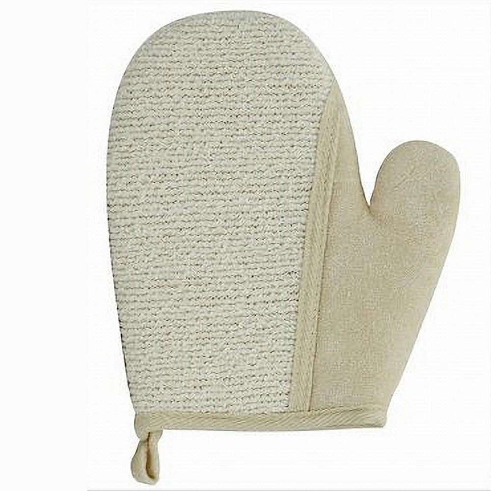 Trade Shop - Guanto Doccia Bagno Esfoliante Per La Cura Pulizia Pelle Corpo 21 Cm Beige 79663 -