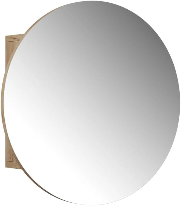 Specchio contenitore bagno Loki, Quercia dorata, 60 x 60 cm con 2 scomparti, per montaggio a parete con specchio e ripiano