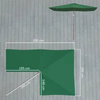 Telo di Ricambio per Ombrellone Rettangolare 3x2 m a 6 Stecche, Poliestere Anti UV 50+, Verde