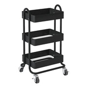 Carrello di servizio in acciaio con ruote a 3 cestelli 78,5 x 46 x 35 cm nero 03_0006800