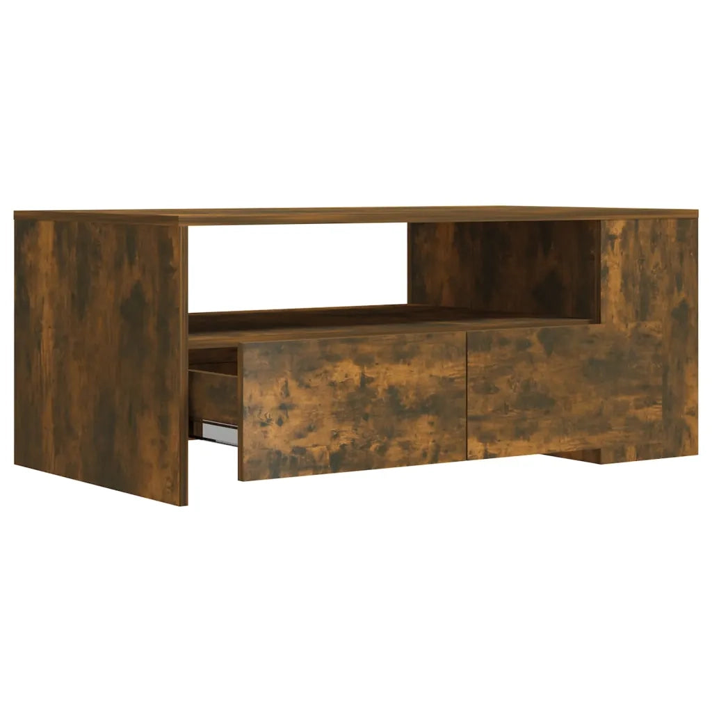 Tavolino da Salotto Rovere Fumo 102x55x42 cm Legno Multistrato 816934