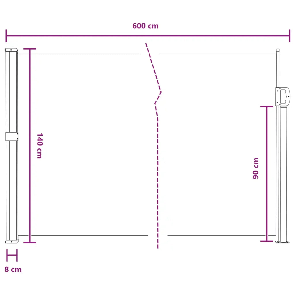Tenda laterale retrattile-Tenda parasole per balcone Grigio 600 x 140 cm Poliestere