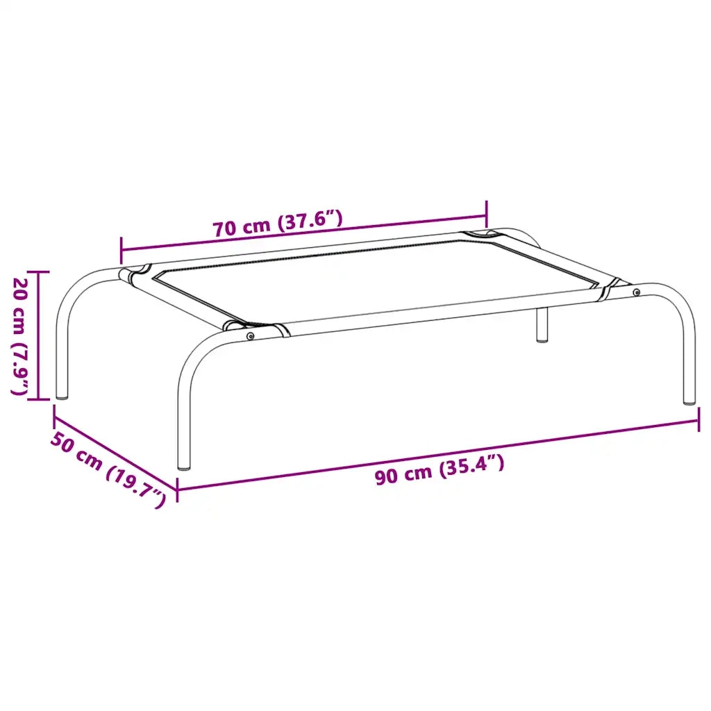 Cuccia per Cani Rialzata Nera 90x50x20 cm Tela Oxford e Acciaio 42000838
