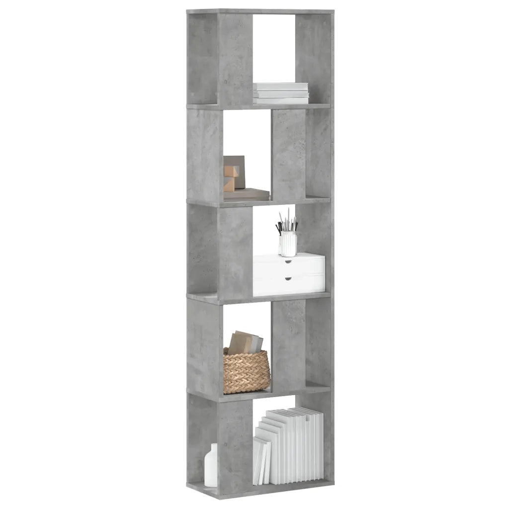 Libreria 5 Ripiani-Scaffale per Libri-Mobile di Stoccaggio Grigio Cemento 45x23,5x162,5cm Multistrato