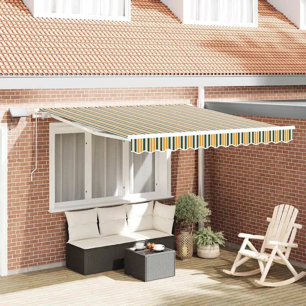 Tenda Retrattile Verde e giallo 350 x 250 cm Tessuto e acciaio 3330448