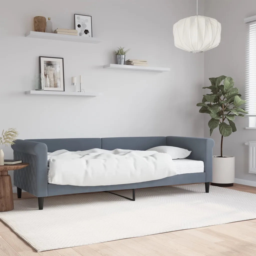 Divano letto | Sof¨¤ letto | Letto singolo con Materasso Grigio Scuro 80x200 cm in Velluto