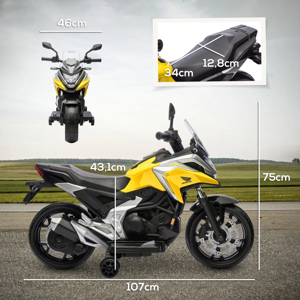 Moto Elettrica per Bambini Honda ¨C Xylo ¨C 3 km/h, Musica e Luci, 3-6 Anni, fino a 30 kg, Gialla