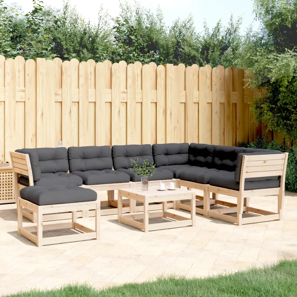 Set Salotto Giardino 7 pz Cuscini Antracite Legno Massello Pinocod mxl 90362