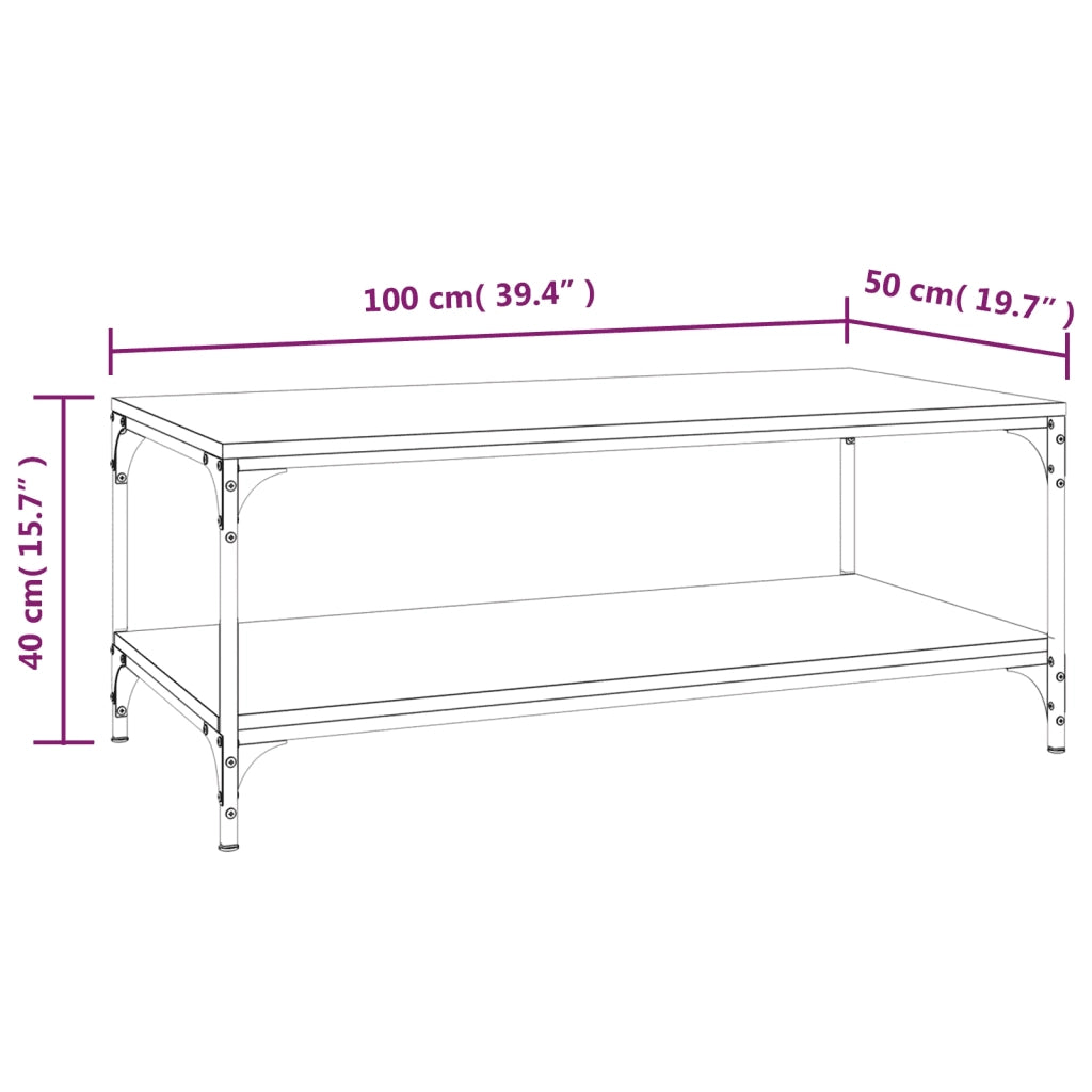 Tavolino da Salotto-Tavolino da soggiorno-Tavolo Rovere Fumo 100x50x40 cm Legno Multistrato 899780