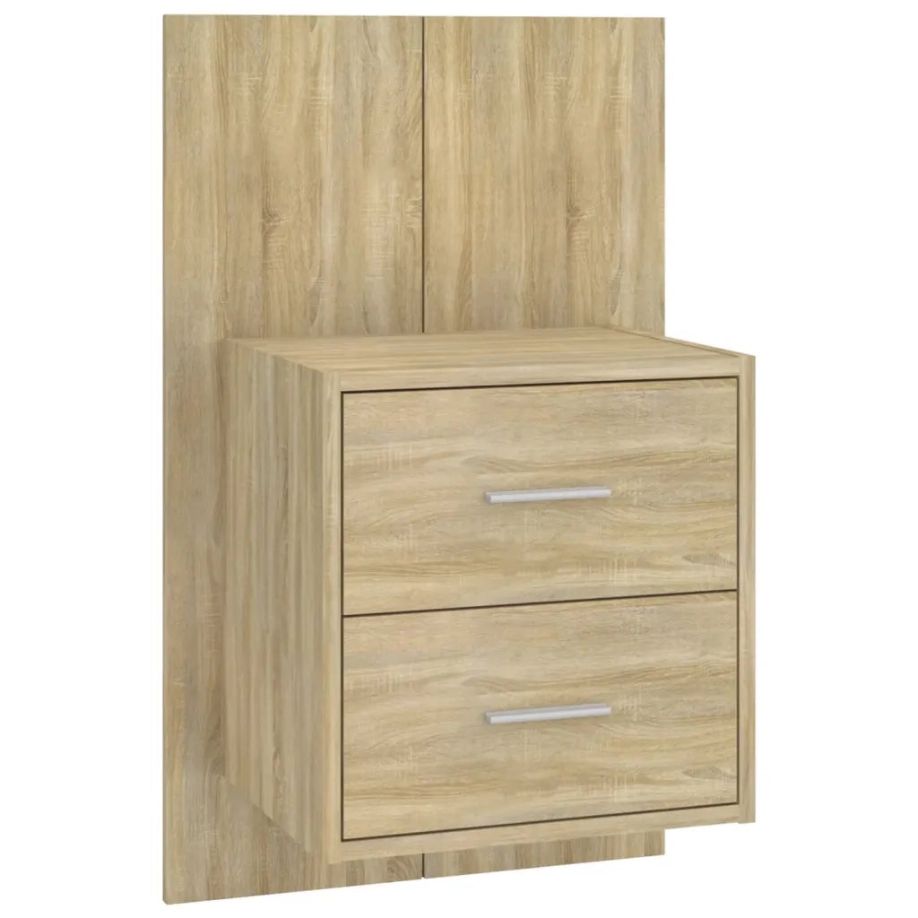 Set di 2 Comodini | Armadio da Notte | Mobiletto da notte a Muro Rovere Sonoma