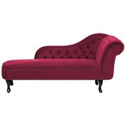 Chaise longue bordeaux  con bottoni in velluto a versione destra in stile moderno