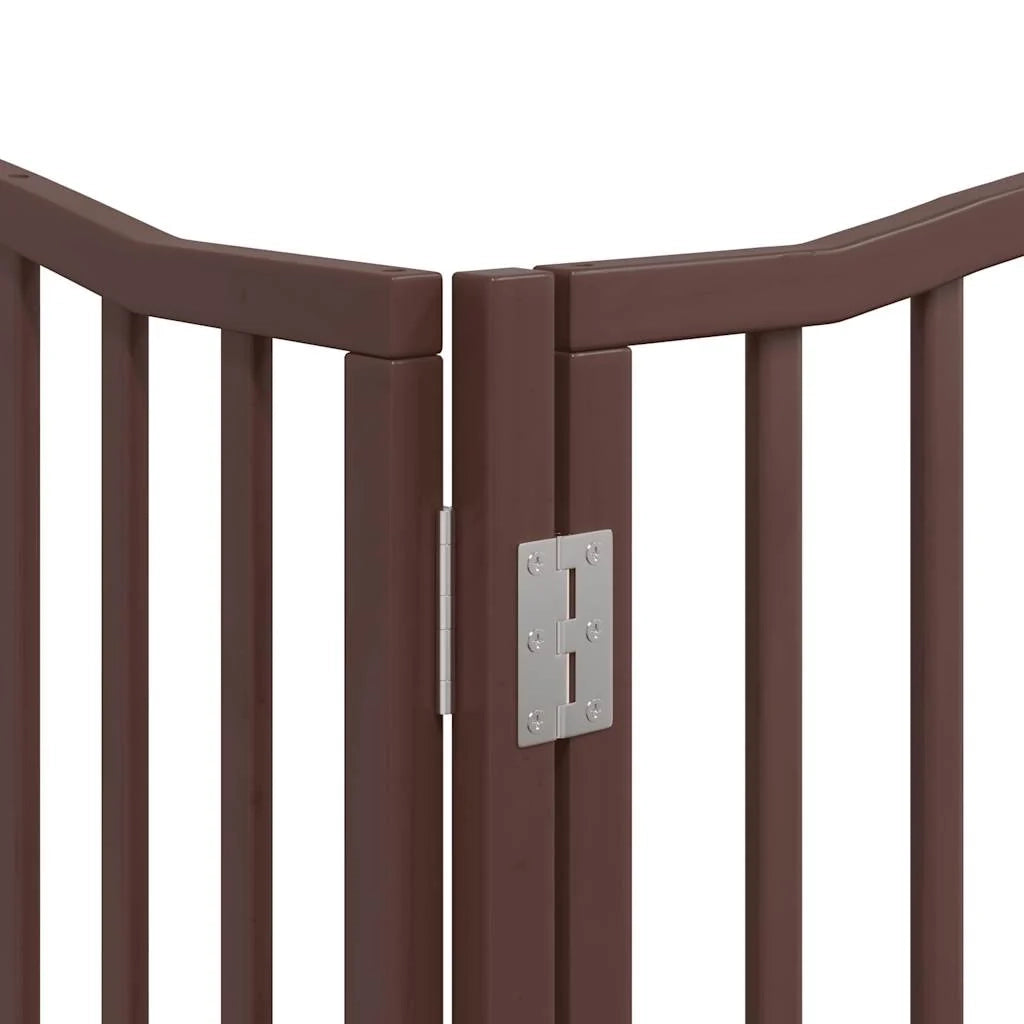Cancelletto di sicurezza per animali domestici porta pieghevole 12 pannelli legno di pioppo marrone 02_0023149