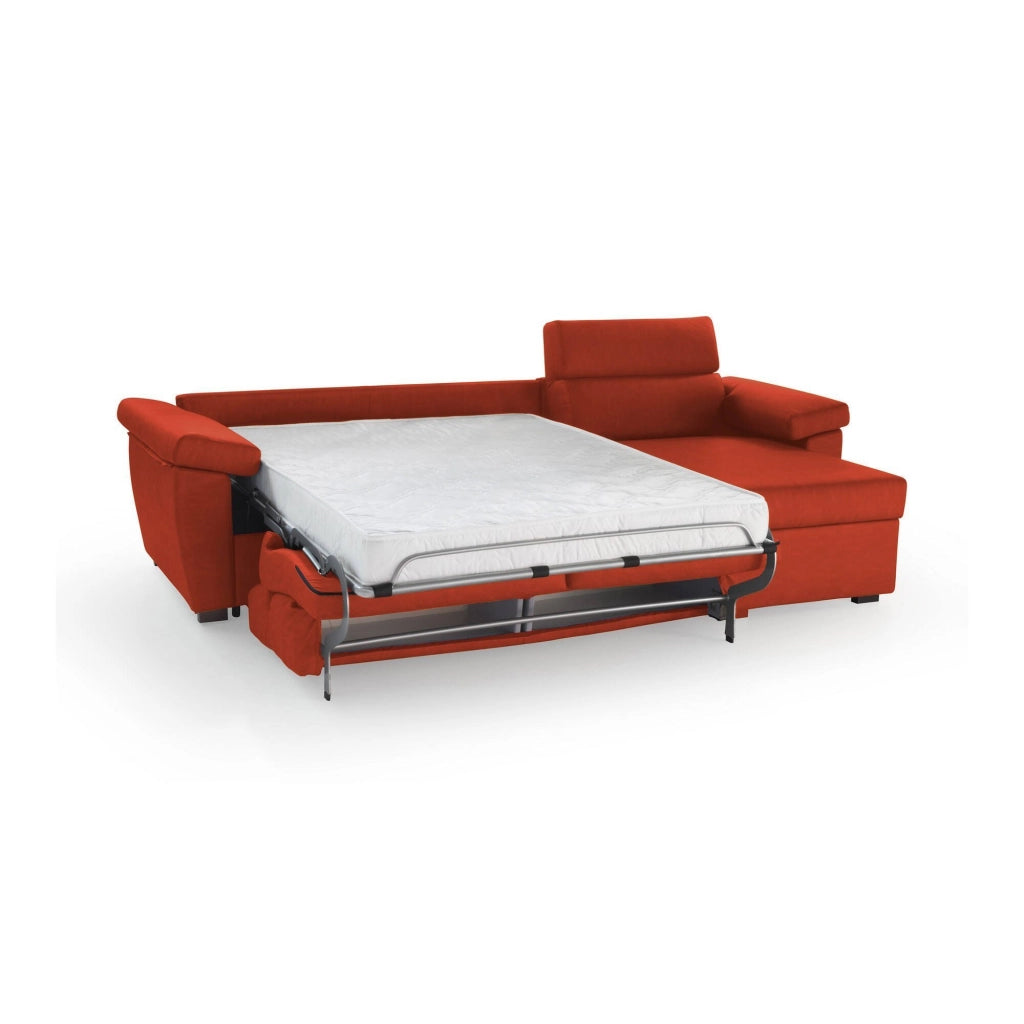 Tolle, Divano Letto con Penisola Sfoderabile Made in Italy, 285x160 cm Arancione