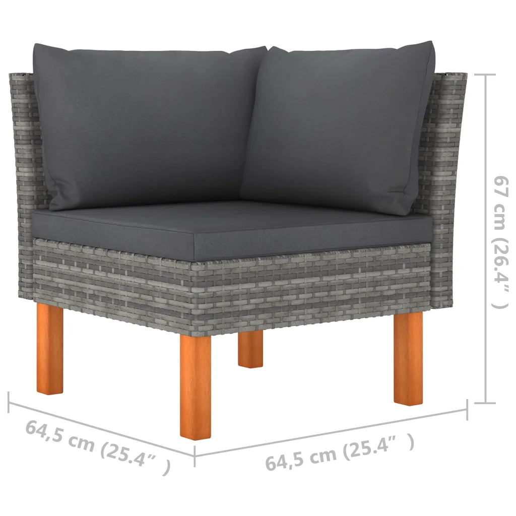 Poltrone Angolari 2 pz Polyrattan e Legno Massello di Eucalipto CFW1086774